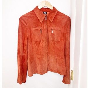 WORTH 💯 Leather Peplum Style Zip Jacket Burnt Orange SZ: 8 (Medium)
